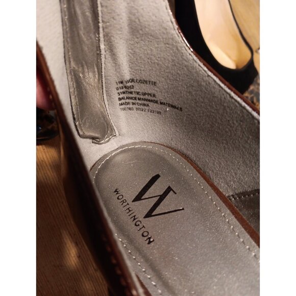 Worthington Cozette Women's 11 M Brown Patent Pointed Toe Ballet Flats Chain Zip - Picture 9 of 9